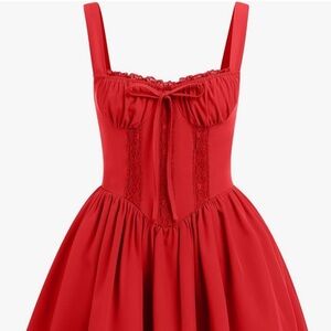 Corset Mini Dress Spaghetti Straps Backless Lace up Low Cut Ruffle Sundress